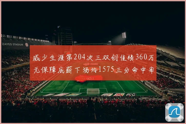 威少生涯第204次三双创佳绩360万无保障底薪下场均1575三分命中率达432